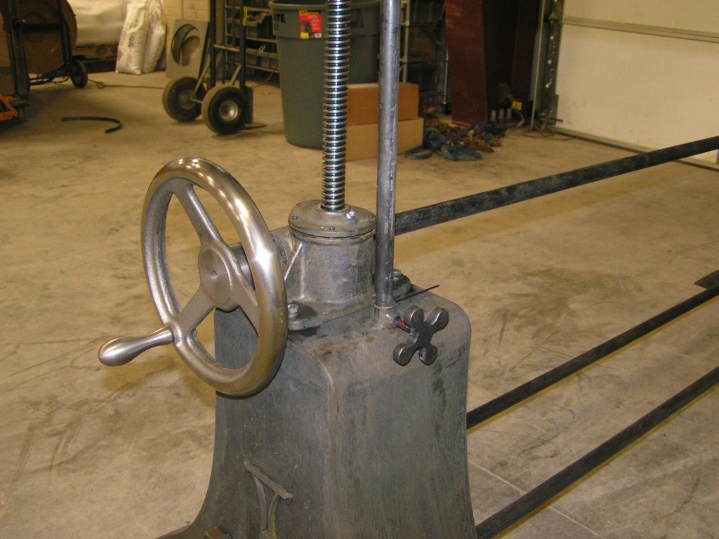 Industrial Hand-Crank Adjustable Height Table